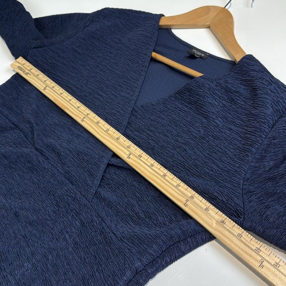 Ann Taylor Deep Blue Faux Wrap Blouse Size Large - Picture 5 of 7